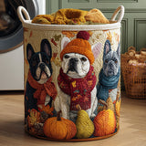 Panier à Linge Matelassé - Trio de Bouledogues Câlins