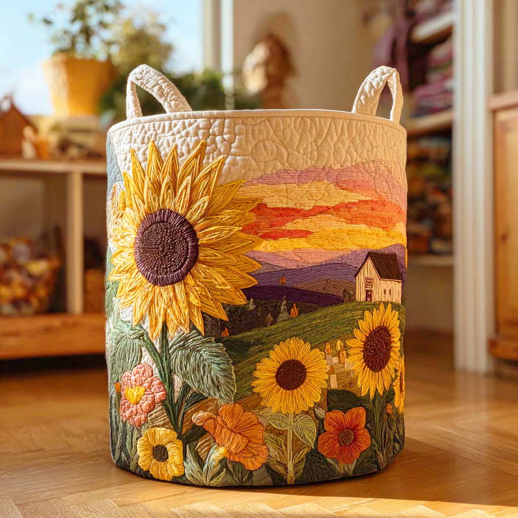 Panier à Linge Matelassé - Tournesol