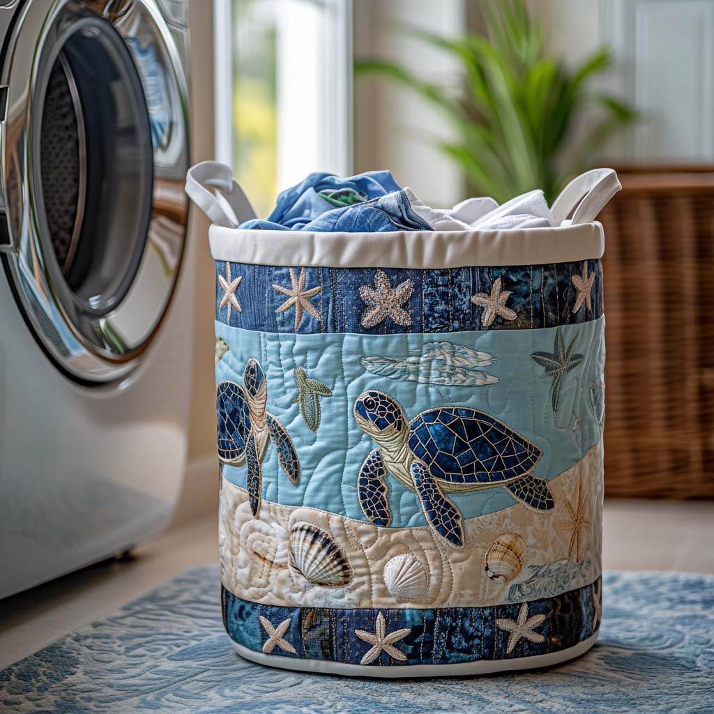 Panier à Linge Matelassé - Tortue de Mer
